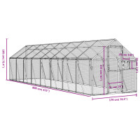 Produktbild för Fågelvoljär silver 1,79x8x1,85 m aluminium