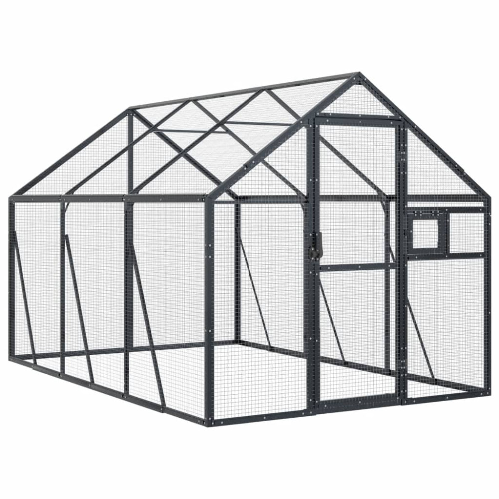 Produktbild för Fågelvoljär antracit 1,79x3x1,85 m aluminium