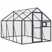 Produktbild för Fågelvoljär antracit 1,79x3x1,85 m aluminium