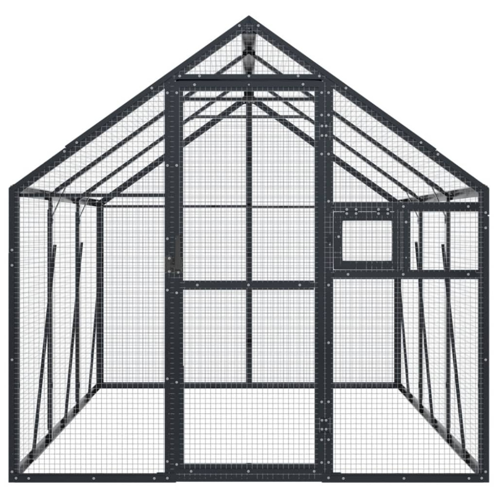 Produktbild för Fågelvoljär antracit 1,79x3x1,85 m aluminium