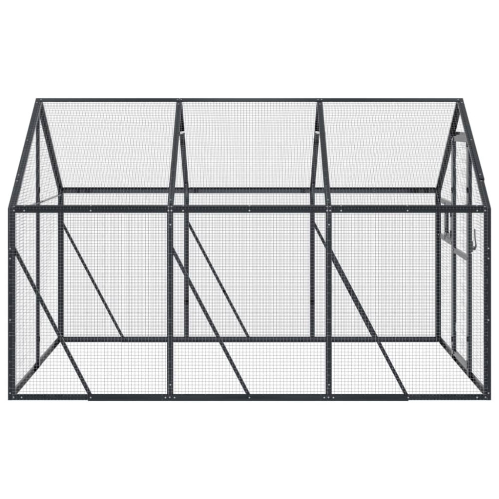 Produktbild för Fågelvoljär antracit 1,79x3x1,85 m aluminium