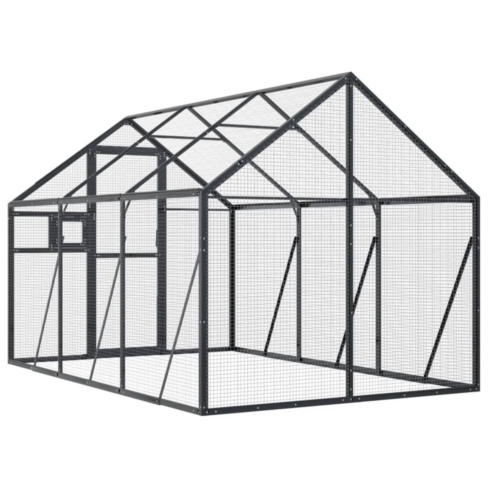 Produktbild för Fågelvoljär antracit 1,79x3x1,85 m aluminium