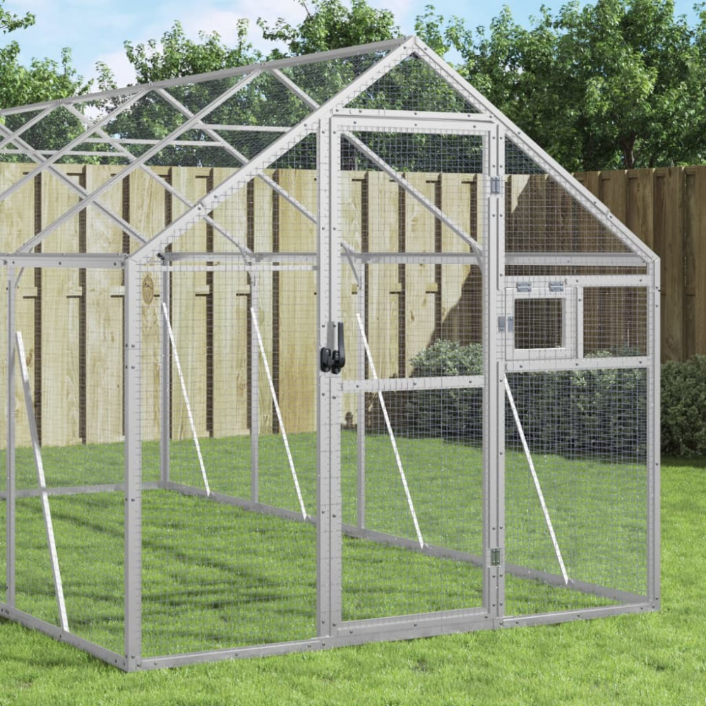 Produktbild för Fågelvoljär silver 1,79x6x1,85 m aluminium