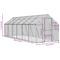 Produktbild för Fågelvoljär silver 1,79x6x1,85 m aluminium