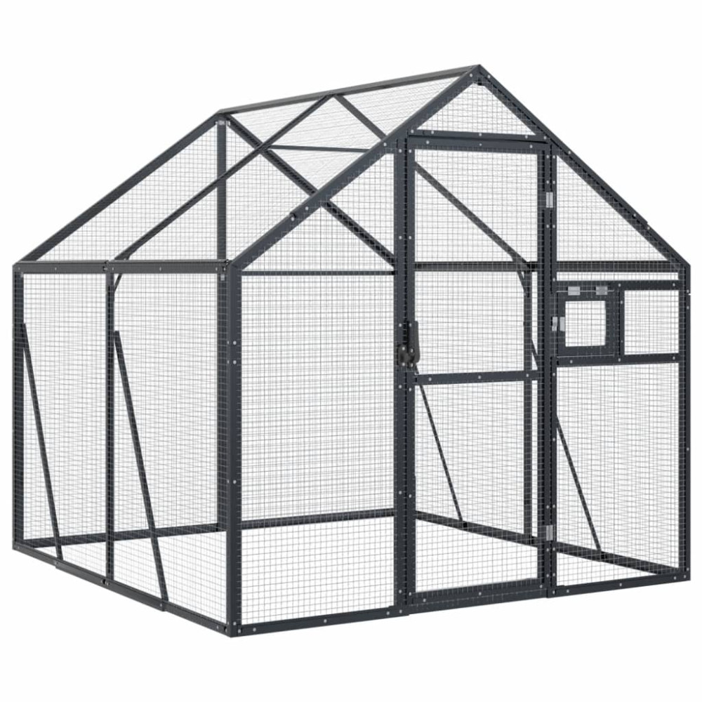 Produktbild för Fågelvoljär antracit 1,79x2x1,85 m aluminium