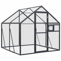 Produktbild för Fågelvoljär antracit 1,79x2x1,85 m aluminium