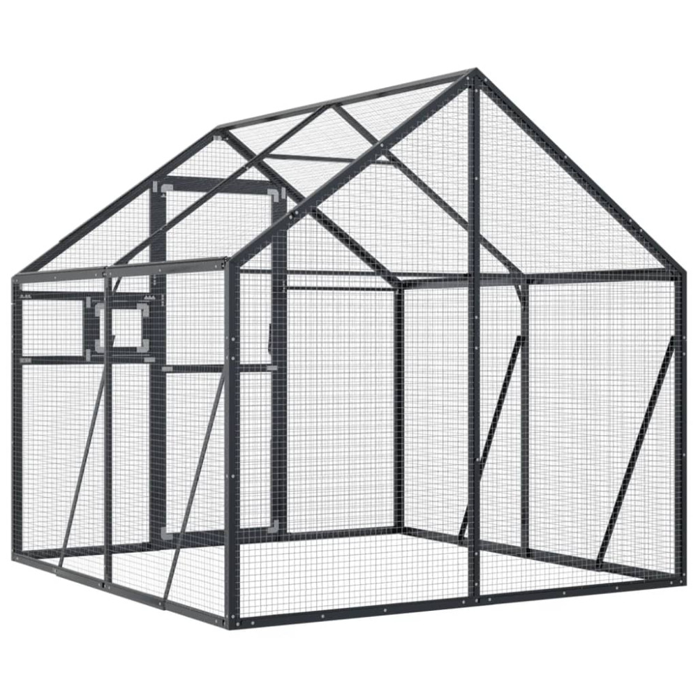 Produktbild för Fågelvoljär antracit 1,79x2x1,85 m aluminium