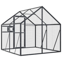 Produktbild för Fågelvoljär antracit 1,79x2x1,85 m aluminium