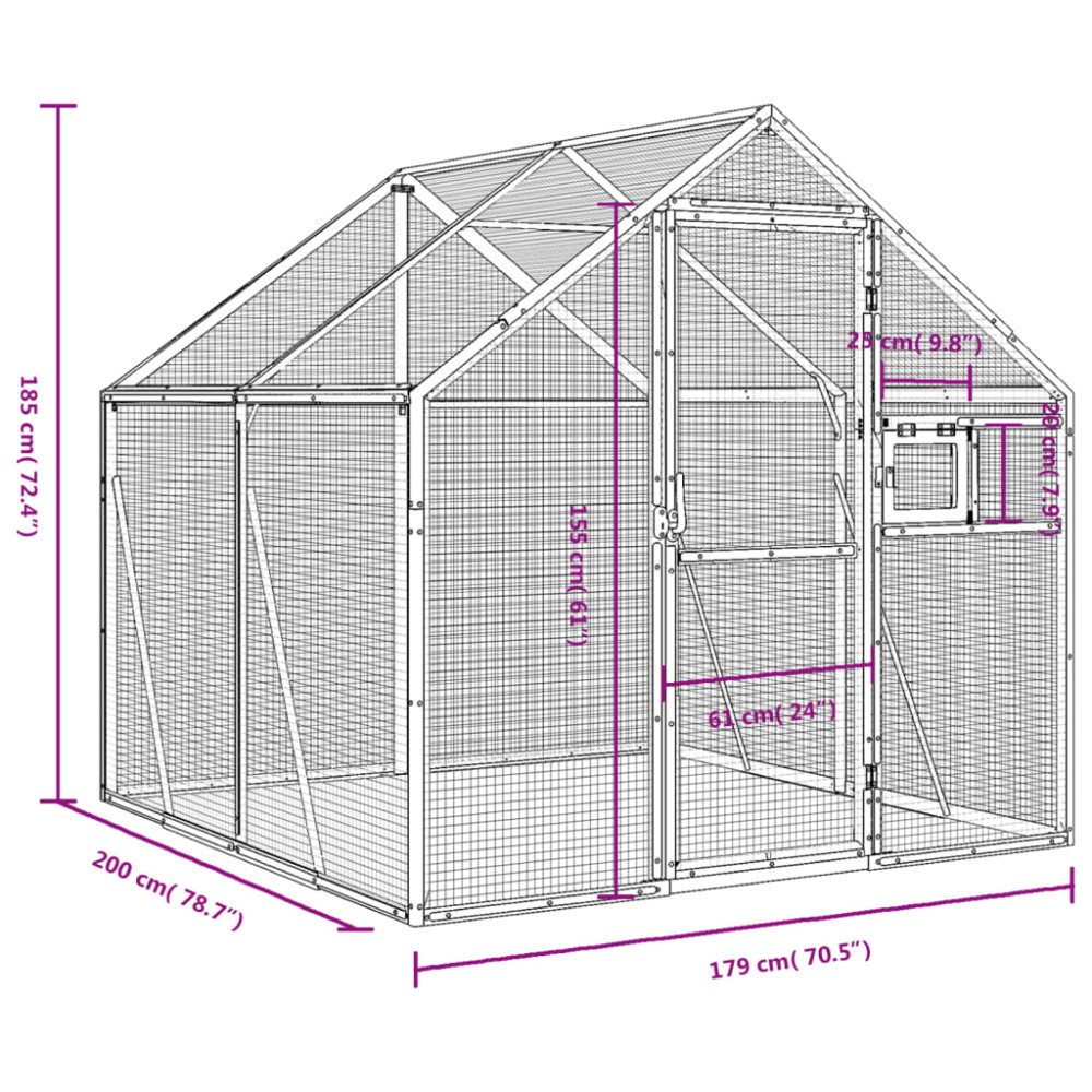 Produktbild för Fågelvoljär antracit 1,79x2x1,85 m aluminium