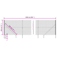 Produktbild för Stängsel med markspett antracit 1,8x25 m