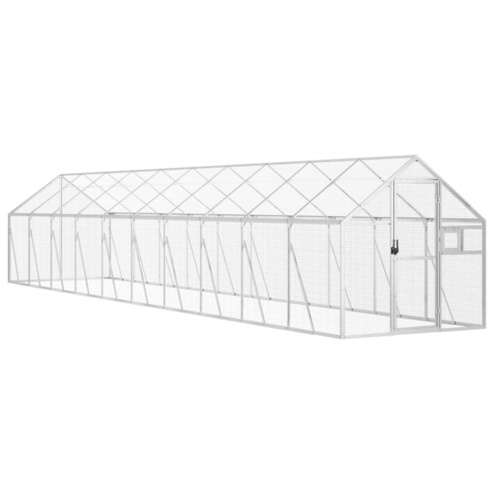 Produktbild för Fågelvoljär silver 1,79x10x1,85 m aluminium