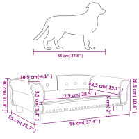 Produktbild för Hundbädd ljusgrå 95x55x30 cm sammet