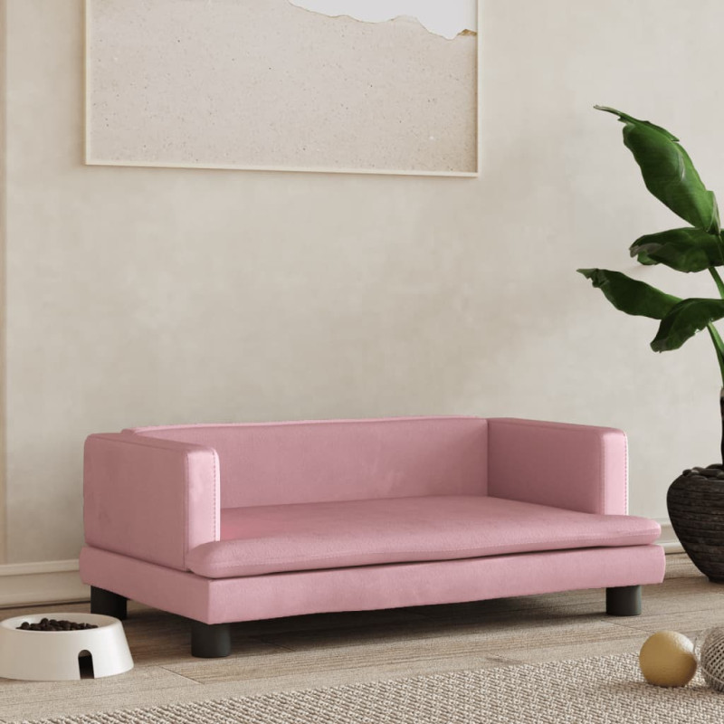 Produktbild för Hundbädd rosa 80x45x30 cm sammet