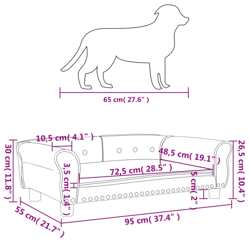 Produktbild för Hundbädd mörkgrå 95x55x30 cm sammet