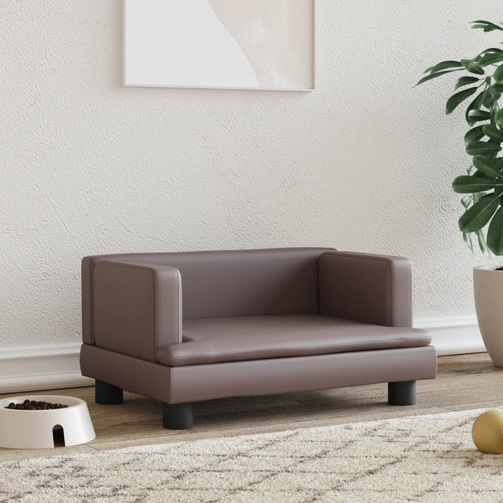 Produktbild för Hundbädd brun 60x40x30 cm konstläder