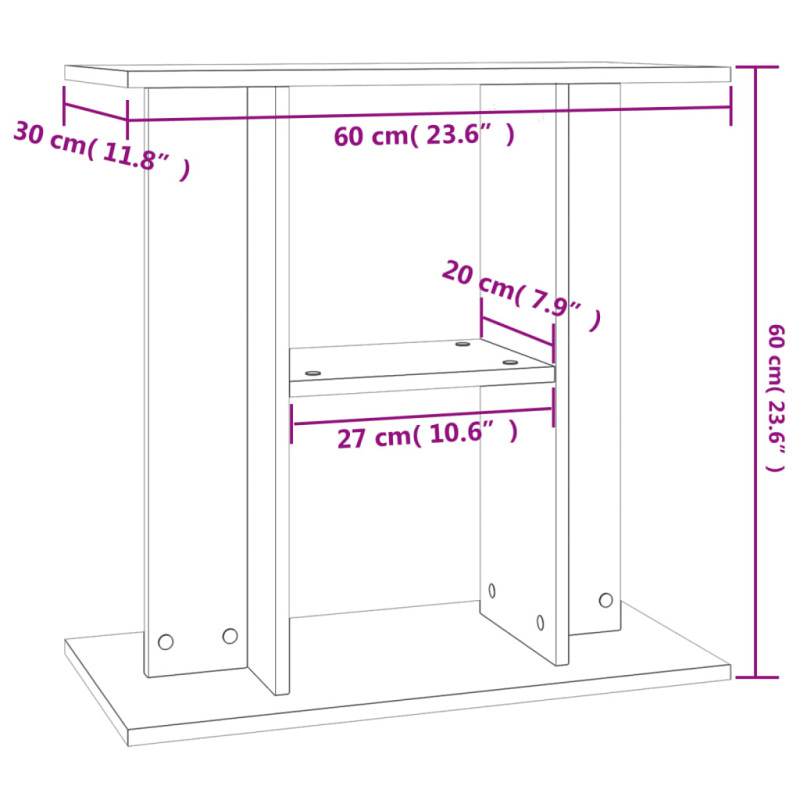 Produktbild för Akvariebänk betonggrå 60x30x60 cm konstruerat trä