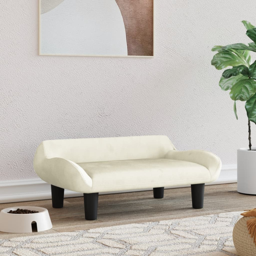 Produktbild för Hundbädd gräddvit 70x40x24 cm sammet