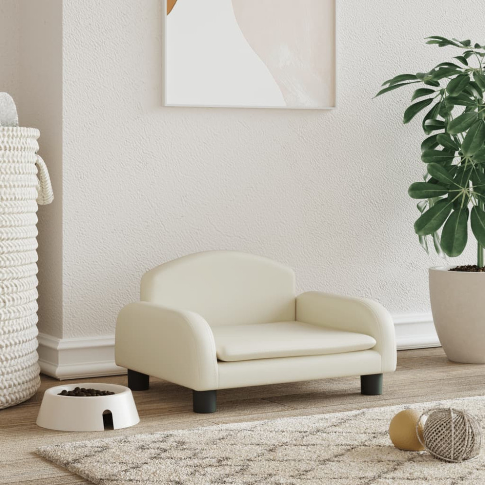 Produktbild för Hundbädd gräddvit 50x40x30 cm konstläder