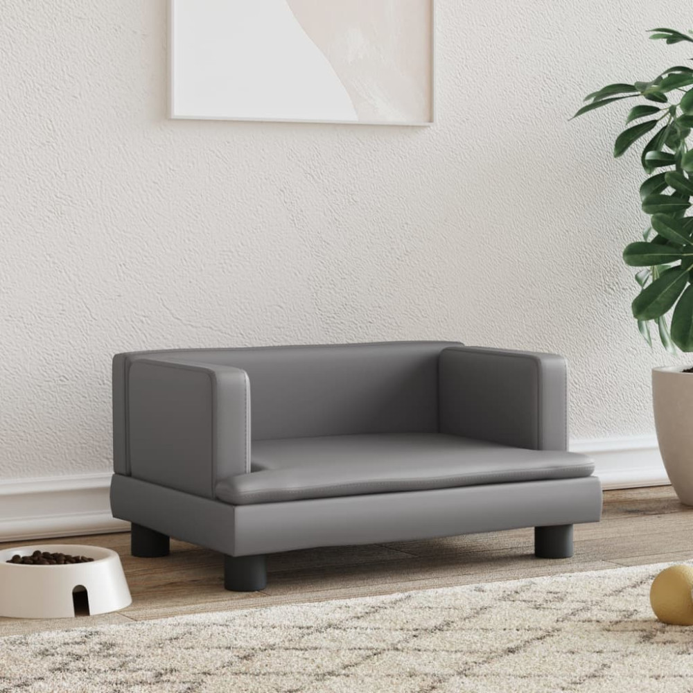 Produktbild för Hundbädd grå 60x40x30 cm konstläder