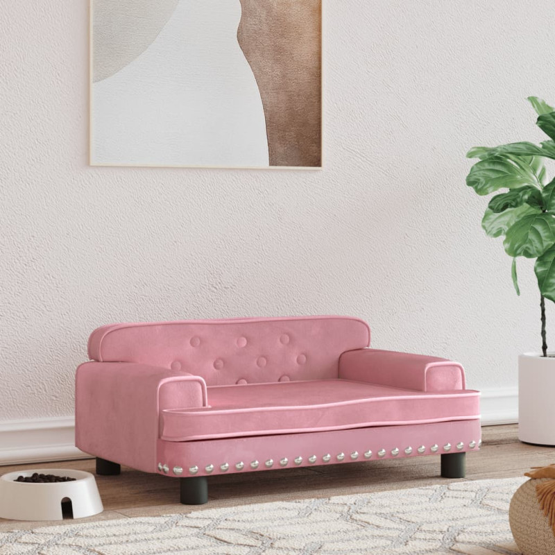 Produktbild för Hundbädd rosa 70x45x30 cm sammet