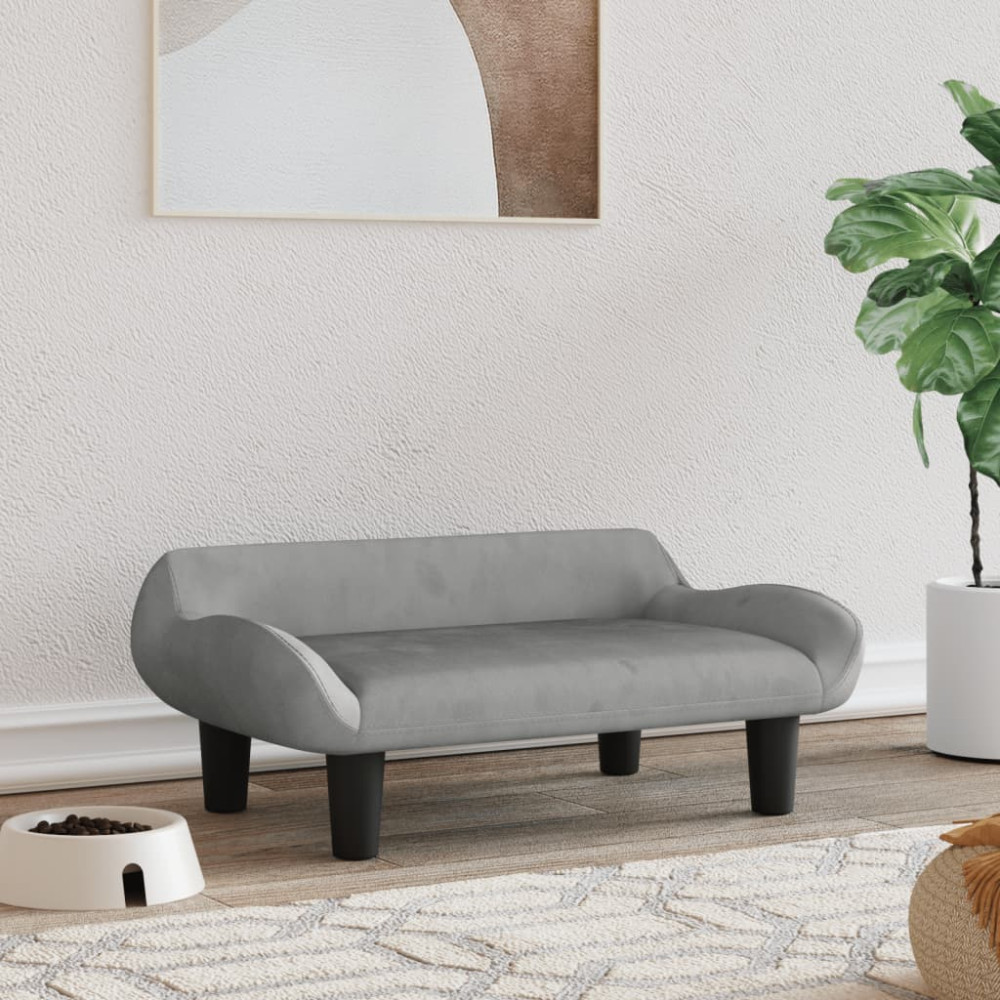 Produktbild för Hundbädd ljusgrå 70x40x24 cm sammet