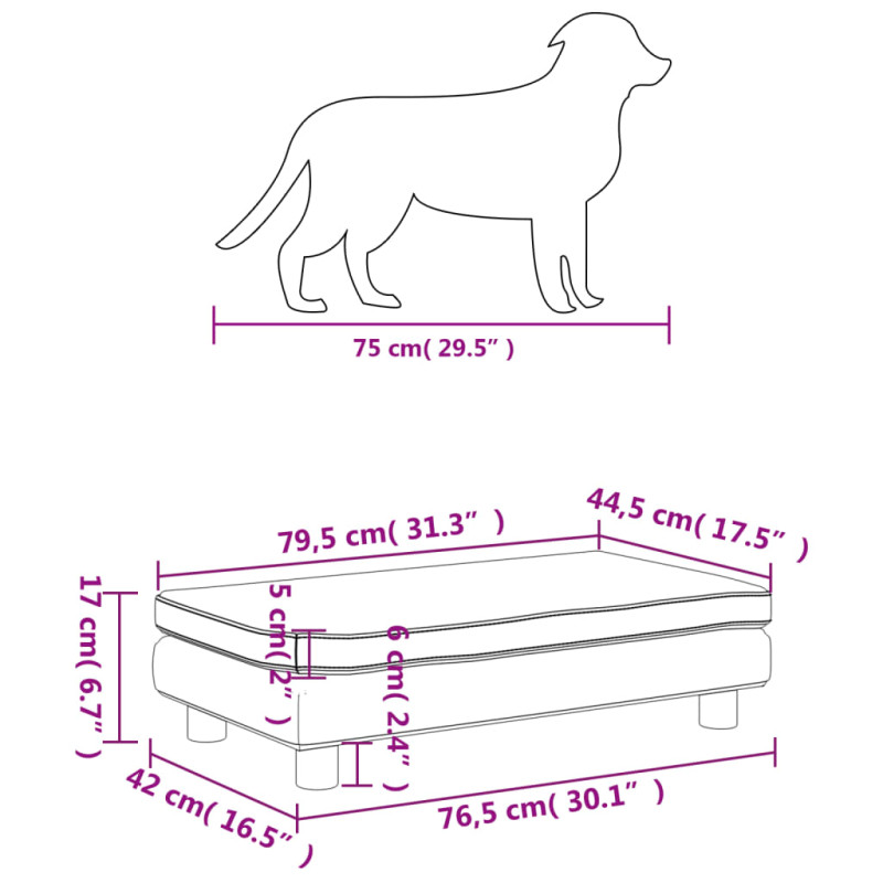 Produktbild för Hundbädd med förlängning svart 100x50x30 cm konstläder