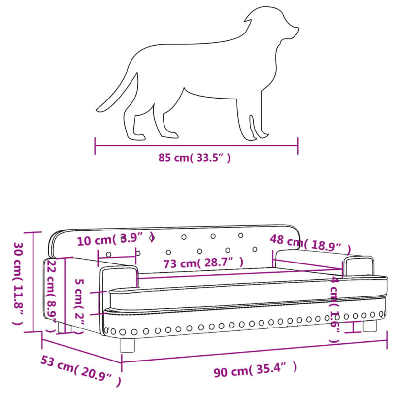 Produktbild för Hundbädd svart 90x53x30 cm sammet
