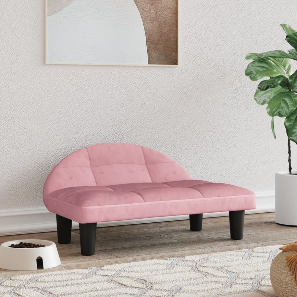 Produktbild för Hundbädd rosa 70x52x30 cm sammet