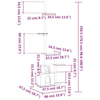 Produktbild för Golv-till-tak klösträd gräddvit 250,5-276,5 cm