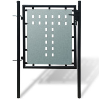 Produktbild för Grind singeldörr svart 100 x 125 cm