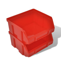 Produktbild för Väggmonterad hylla med 30 st plockbackar blå/röd