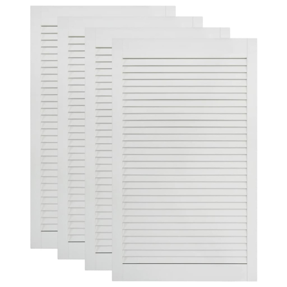 Produktbild för Skåpluckor lamelldesign 4 st vit 99,3x49,4 cm massiv furu