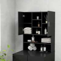 Produktbild för Tvättmaskinsskåp svart 70,5x25,5x90 cm