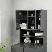 Produktbild för Tvättmaskinsskåp grå högglans 70,5x25,5x90 cm