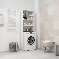 Produktbild för Tvättmaskinsskåp vit högglans 64x24x190 cm