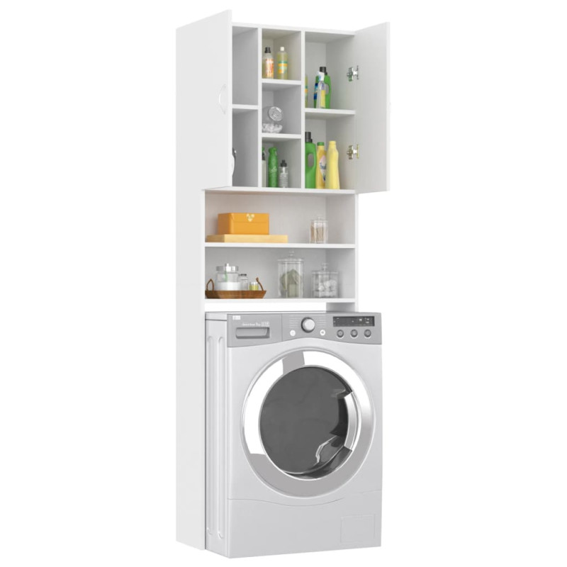 Produktbild för Tvättmaskinsskåp vit 64x25,5x190 cm