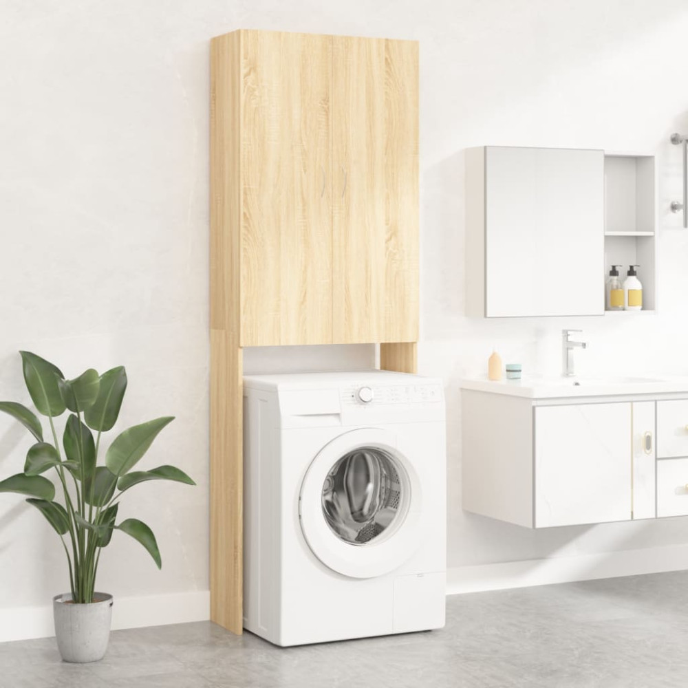 Produktbild för Tvättmaskinsskåp sonoma-ek 64x25,5x190 cm