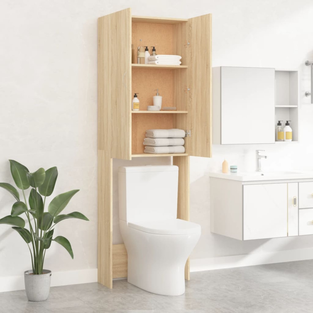Produktbild för Tvättmaskinsskåp sonoma-ek 64x25,5x190 cm