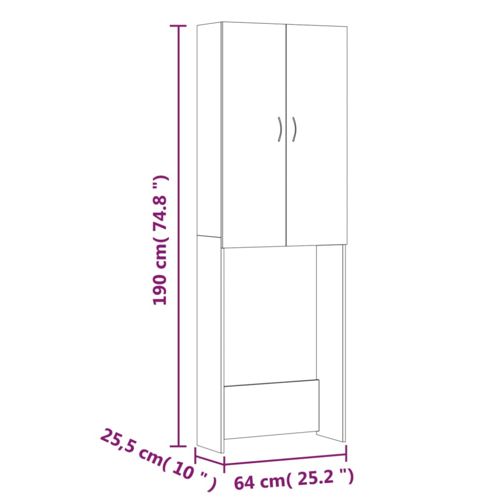 Produktbild för Tvättmaskinsskåp sonoma-ek 64x25,5x190 cm