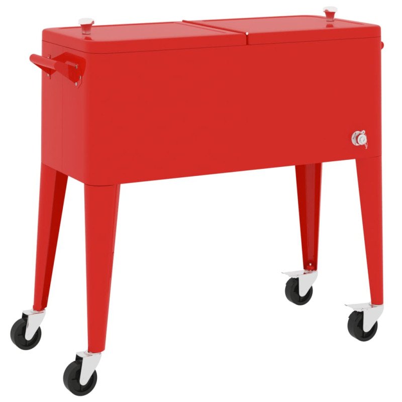 Produktbild för Kylbox med hjul röd 92x43x89 cm