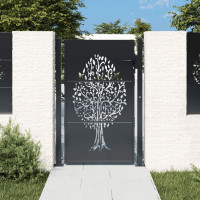 Produktbild för Trädgårdsgrind antracit 105x305 cm stål träddesign