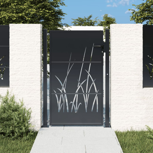 vidaXL Trädgårdsgrind antracit 105x130 cm stål gräsdesign