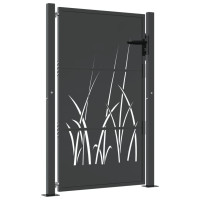 Produktbild för Trädgårdsgrind antracit 105x130 cm stål gräsdesign