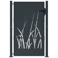 Produktbild för Trädgårdsgrind antracit 105x130 cm stål gräsdesign