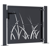 Produktbild för Trädgårdsgrind antracit 105x80 cm stål gräsdesign