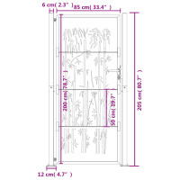 Produktbild för Trädgårdsgrind antracit 105x205 cm stål bambudesign