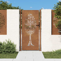 Produktbild för Trädgårdsgrind 105x205 cm rosttrögt stål träddesign