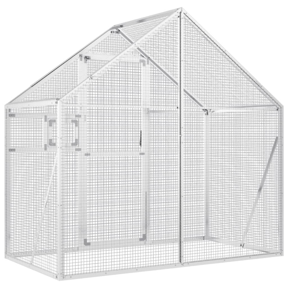 Produktbild för Fågelvoljär silver 179x100x185 cm aluminium