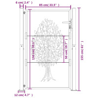 Produktbild för Trädgårdsgrind antracit 105x155 cm stål träddesign