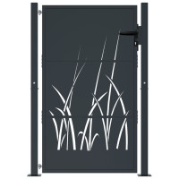 Produktbild för Trädgårdsgrind antracit 105x155 cm stål gräsdesign